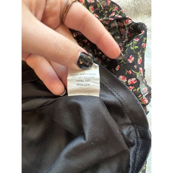 Sienna Sky Black Floral Layered Drawstring Chiffon Skirt - Picture 7 of 7